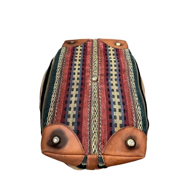 Vintage L.L. Bean Tapestry Weekender Duffel with leather handles - Picture 6 of 7